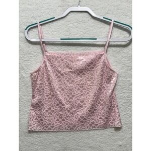 Eva‎ Cervantes Pink Lace Cami Top Women's Sleeveless Tank Top Crop Top